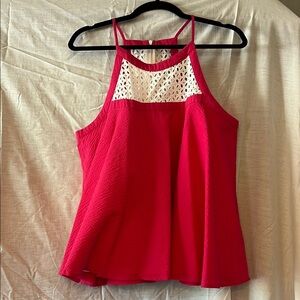 NWT Lauren James Women's Pink Halter Top with Lace Detail